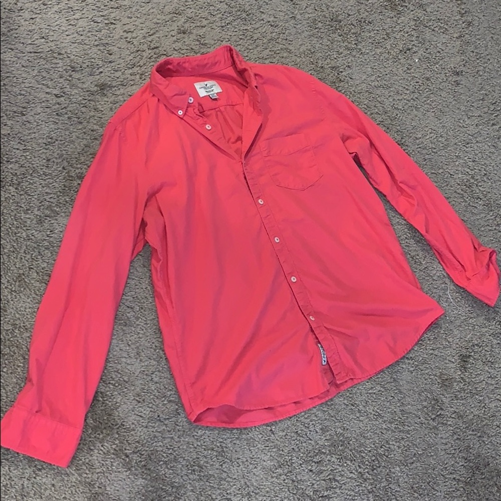 Pink button up American Eagle shirt